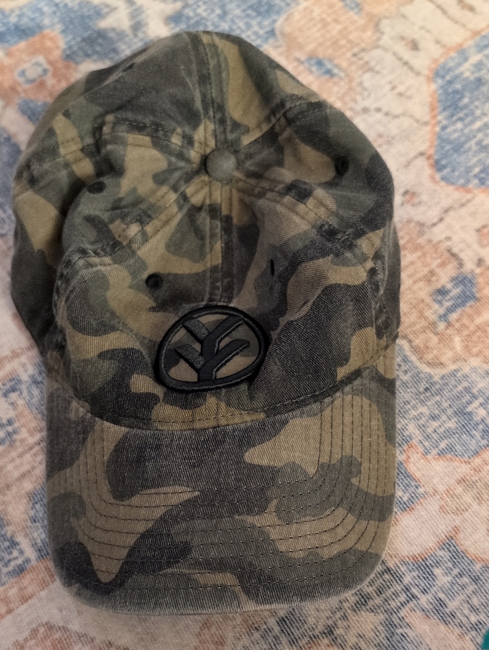Yee Yee Olive Green Camo Baseball Cap with Embroidered Logo